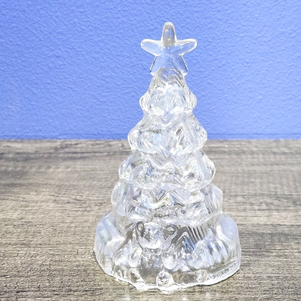 Vintage Iridescent Christmas Tree Bear Carnival Glass 6½"